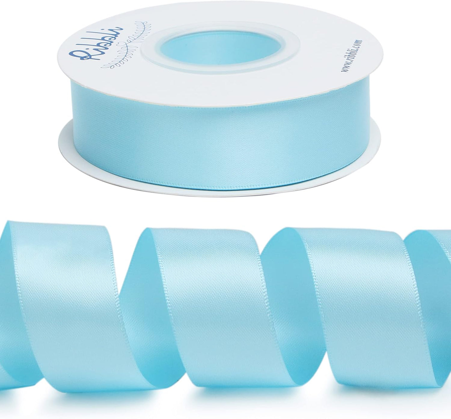Ribbli Double Faced White Satin Ribbon,3/8” x Continuous 25 Yards,Fabric Ribbon use for Bows Bouquet,Gift Wrapping,Floral Arrangement