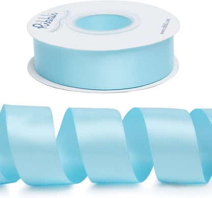 Ribbli Double Faced White Satin Ribbon,3/8” x Continuous 25 Yards,Fabric Ribbon use for Bows Bouquet,Gift Wrapping,Floral Arrangement