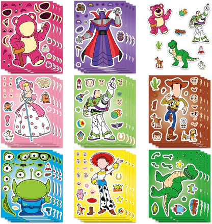 24 Sheets Cool Monster Sticker Cute Cartoon Charaters Make Your Own Sticker, Make a Face Stickers Party Favors Activities Gifts (c)