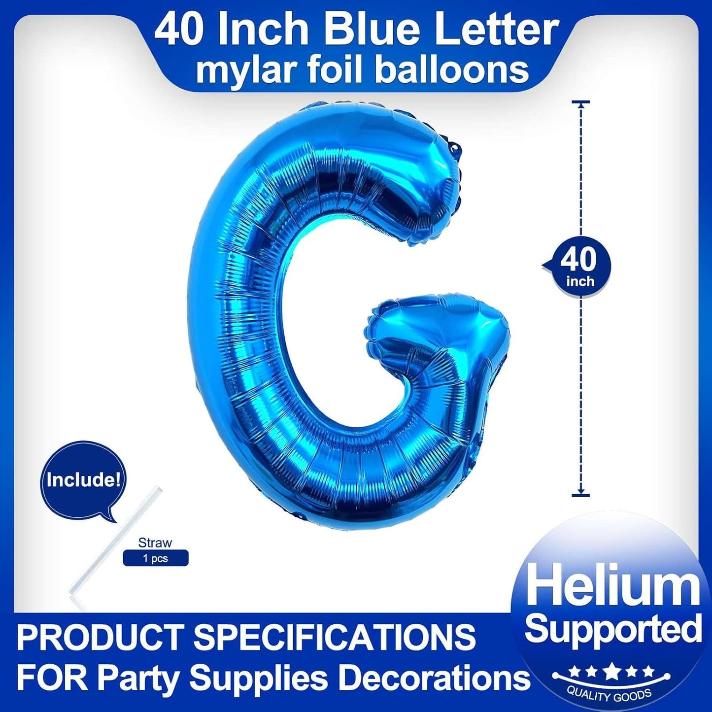 40 Inch Blue Letter A Balloons, DIY Phrase Foil Alphabet Letter A Balloons DIY Word A Banner for Birthday Anniversary Celebration Graduation Party Supplies Decoration
