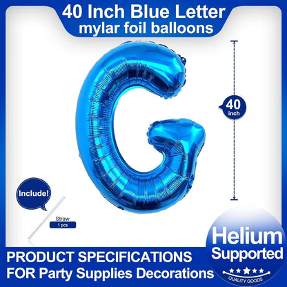 40 Inch Blue Letter A Balloons, DIY Phrase Foil Alphabet Letter A Balloons DIY Word A Banner for Birthday Anniversary Celebration Graduation Party Supplies Decoration