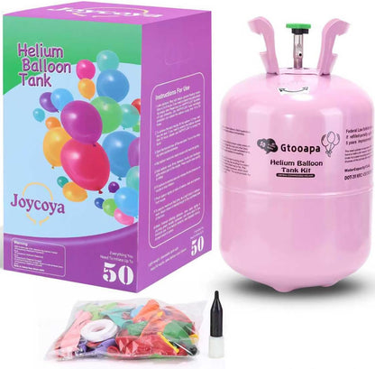 Helium Gas 13.4L Tank up to 50 Latex Balloons 1-Box, Helium Tank for Balloons at Home Latex Balloons and Ribbons Included