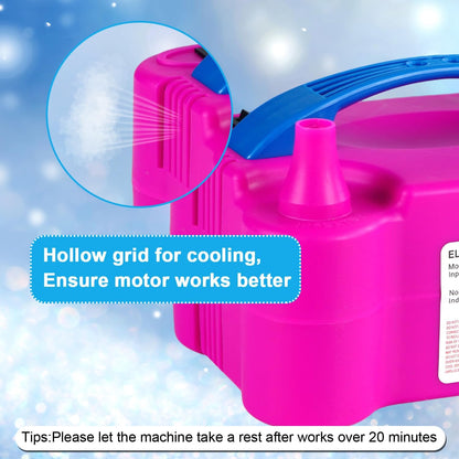 Electric Balloon Pump, Portable Electric Balloon Blower Machine Balloon Air Pump, Dual Nozzle 110V 600W Balloon Inflator for Party Decoration Christmas Birthday-Rose