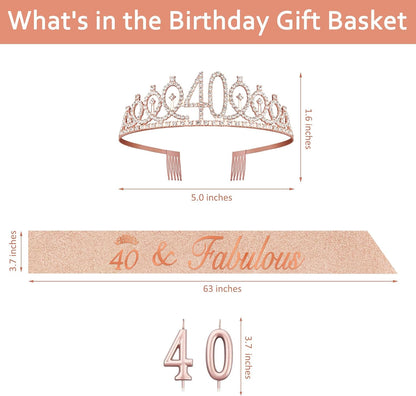 21st Birthday Decorations for Her with 21st Birthday Sash and Crown, Candles Gold, Gifts for 21 Year Old Girls
