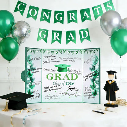 Green Graduation Party Decorations Class of 2026 - Extra Large 22" x 14" Graduation Guest Book to Sign Signature Board for Graduation Gifts Congrats Grad Party Favors Supplies Decor Keepsake