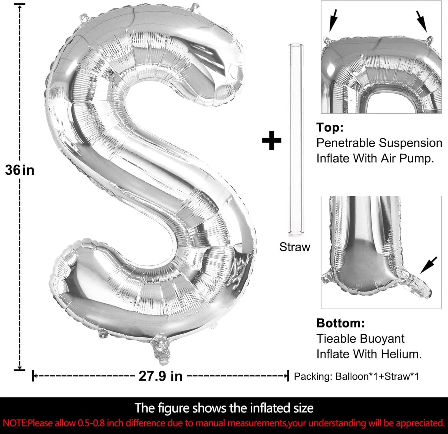 Lovoir 40 Inch Large Silver Letter M Balloons Big Size Jumbo Mylar Foil Helium Balloon for Birthday Party Celebration Decorations Alphabet Silver M