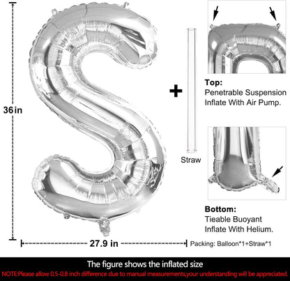 Lovoir 40 Inch Large Silver Letter M Balloons Big Size Jumbo Mylar Foil Helium Balloon for Birthday Party Celebration Decorations Alphabet Silver M