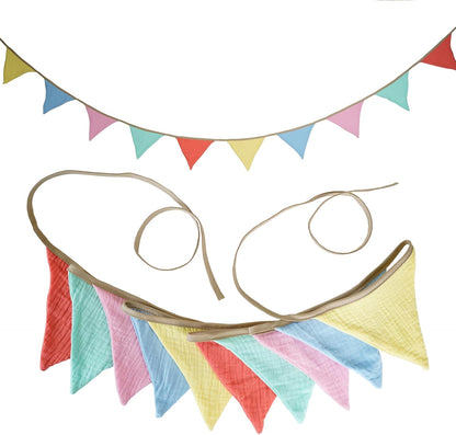 Fabric Bunting Banner, 2 Pack Handmade Neutral String Banner Each 8.5 ft 10 Flags Nursery Wall Hanging Wedding Birthday Home Baby Shower Party Decoration Bunting (Pink Candy)