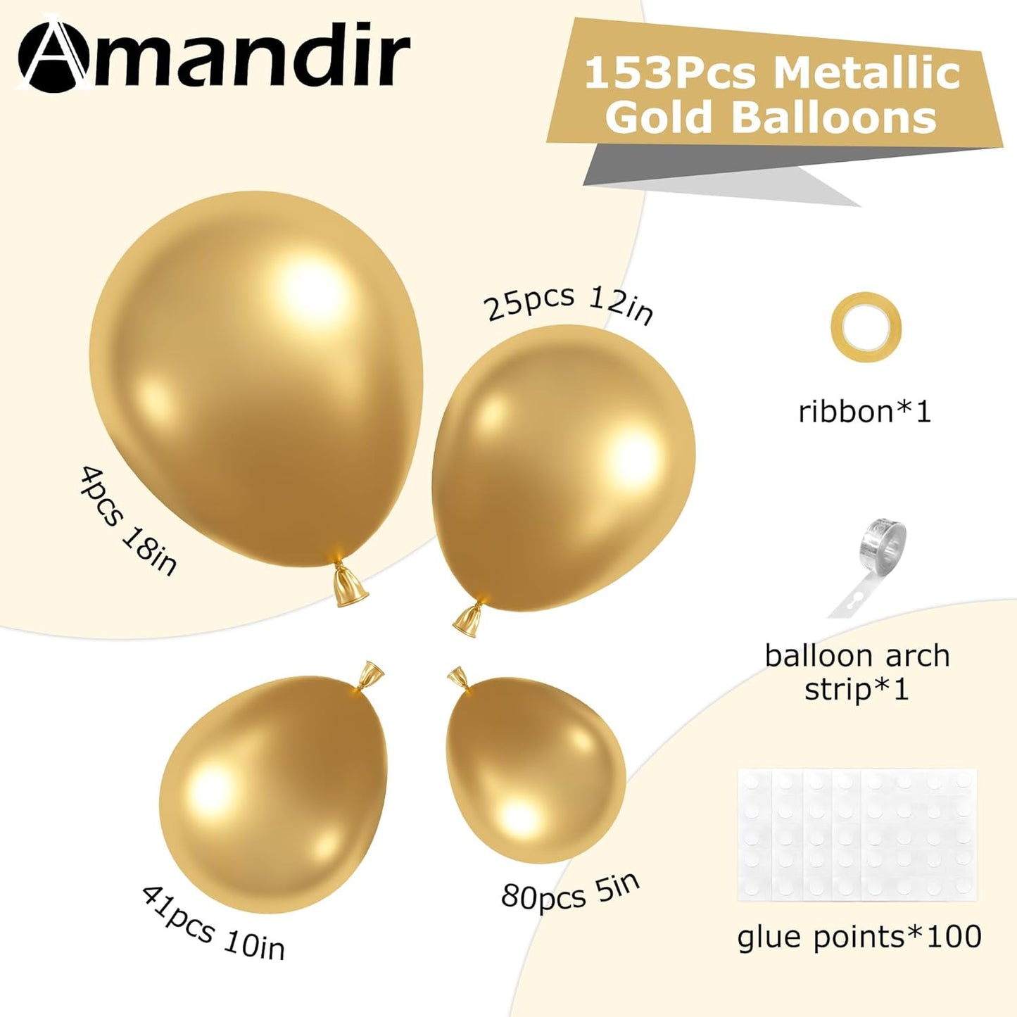 Amandir 153pcs White Sand Balloons Arch Garland Kit Different Sizes 18 12 10 5 Inch Cream Beige Sand White Latex Balloon for Birthday Boho Neutral Baby Shower Wedding Anniversary Party Decorations