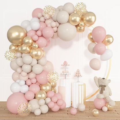 Amandir 153pcs Pink Purple Balloon Garland Arch Kit, Different Sizes 18 12 10 5 inch Pink Purple Red Latex Metallic Confetti Purple Balloons for Girl Women Birthday Bridal Baby Shower Party Decoration