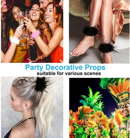 2Pcs Feather Wristbands, 9.65inch Soft Feather Wrist Slap Bracelet Cuffs, Snap Ring, Circle Slap Wrist Decoration Cuffs for Party Decoration