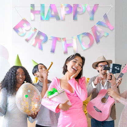 Happy Birthday Banner - 9ft Pre-Strung Happy Birthday Sign for Women, Men, Girls, Boys - No DIY Birthday Decorations & Party Supplies(Macaron)