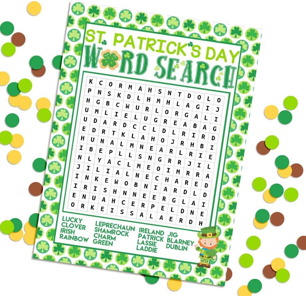 St. Patrick's Day Scavenger Hunt Word Scramble Holiday Fill In Game Cards, Ten 5" x 7" Fill In The Blank Cards by AmandaCreation