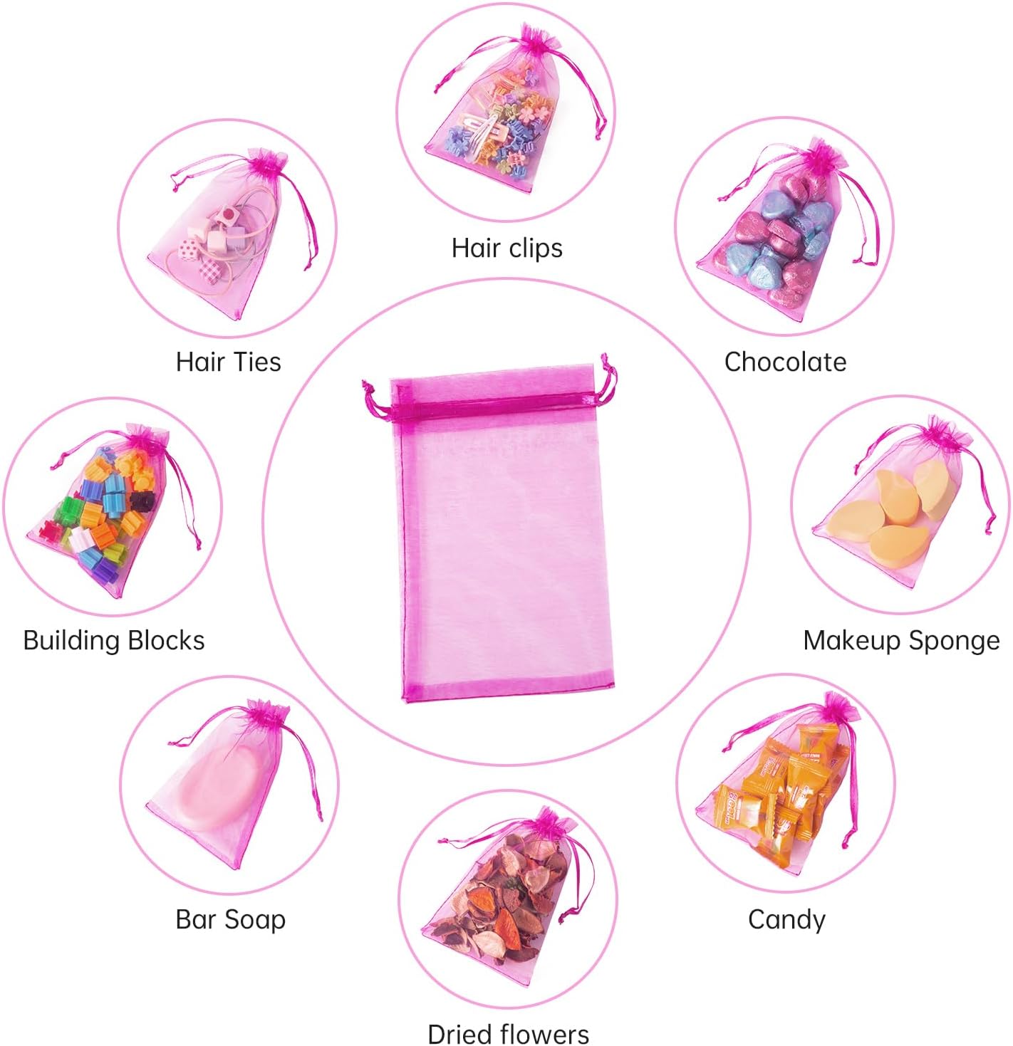 100PCS White Organza Bags, 4x6 Inch Small Mesh Bags Drawstring, Jewelry Gift Bags for Easter, Party, Festival, Bathroom Soaps, Makeup