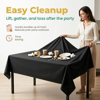 Plastic Table Cloth, 310 Ft X 54 in Disposable Tablecloth White Plastic Tablecloth with Any Cut Sliding Cutters Premium Table Cover Roll for Picnics, Parties, Birthdays, Weddings