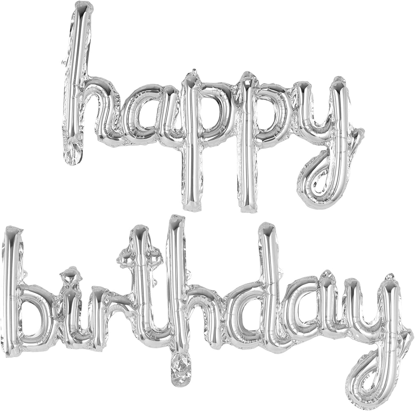 Happy Birthday Balloons Banner Foil Letters Balloons Connected, Personalized Birthday Signs for Women Men Boys Girls Birthday Party Decorations, Small Gold