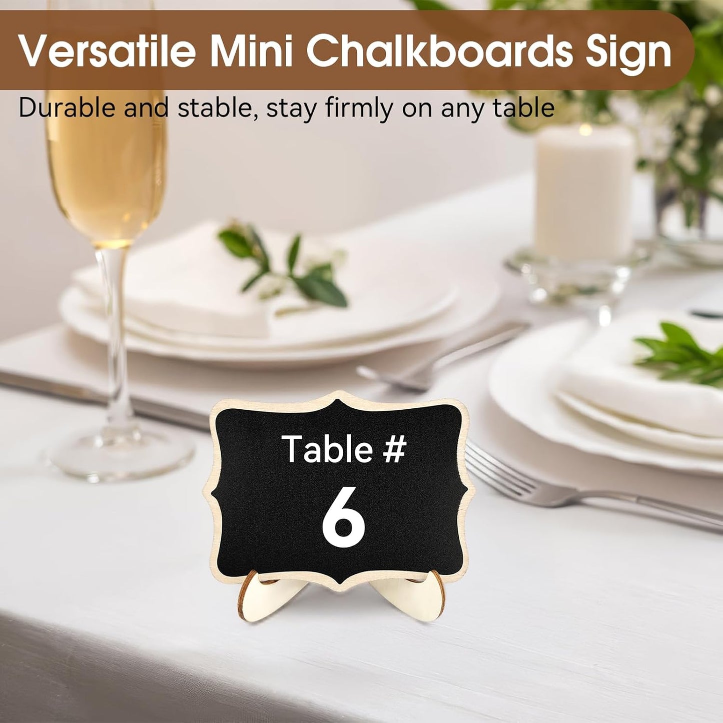 30 Pack Mini Chalkboard Signs, Food Labels for Party Buffet, Small Wooden Chalk Board Signs with Easel Stand & Markers, Reusable, Zero Residue Place Cards for Table Setting or Numbers, Outdoor Indoor