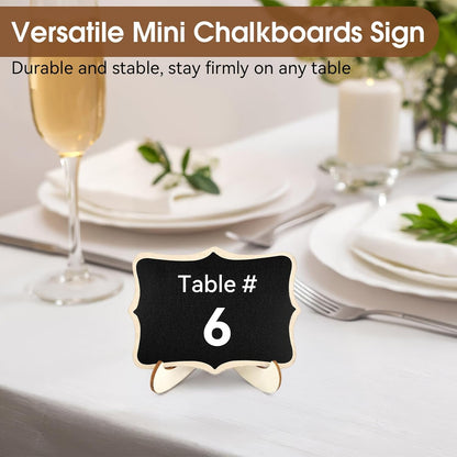 30 Pack Mini Chalkboard Signs, Food Labels for Party Buffet, Small Wooden Chalk Board Signs with Easel Stand & Markers, Reusable, Zero Residue Place Cards for Table Setting or Numbers, Outdoor Indoor