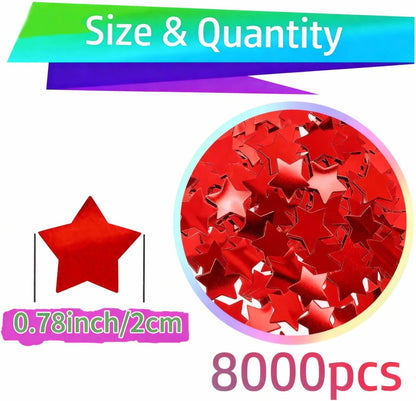 Rainbow Metallic Foil Star Confetti 0.78inch/2cm 8000PCS Table Confetti for Party Birthday Decoration or Filled Balloons