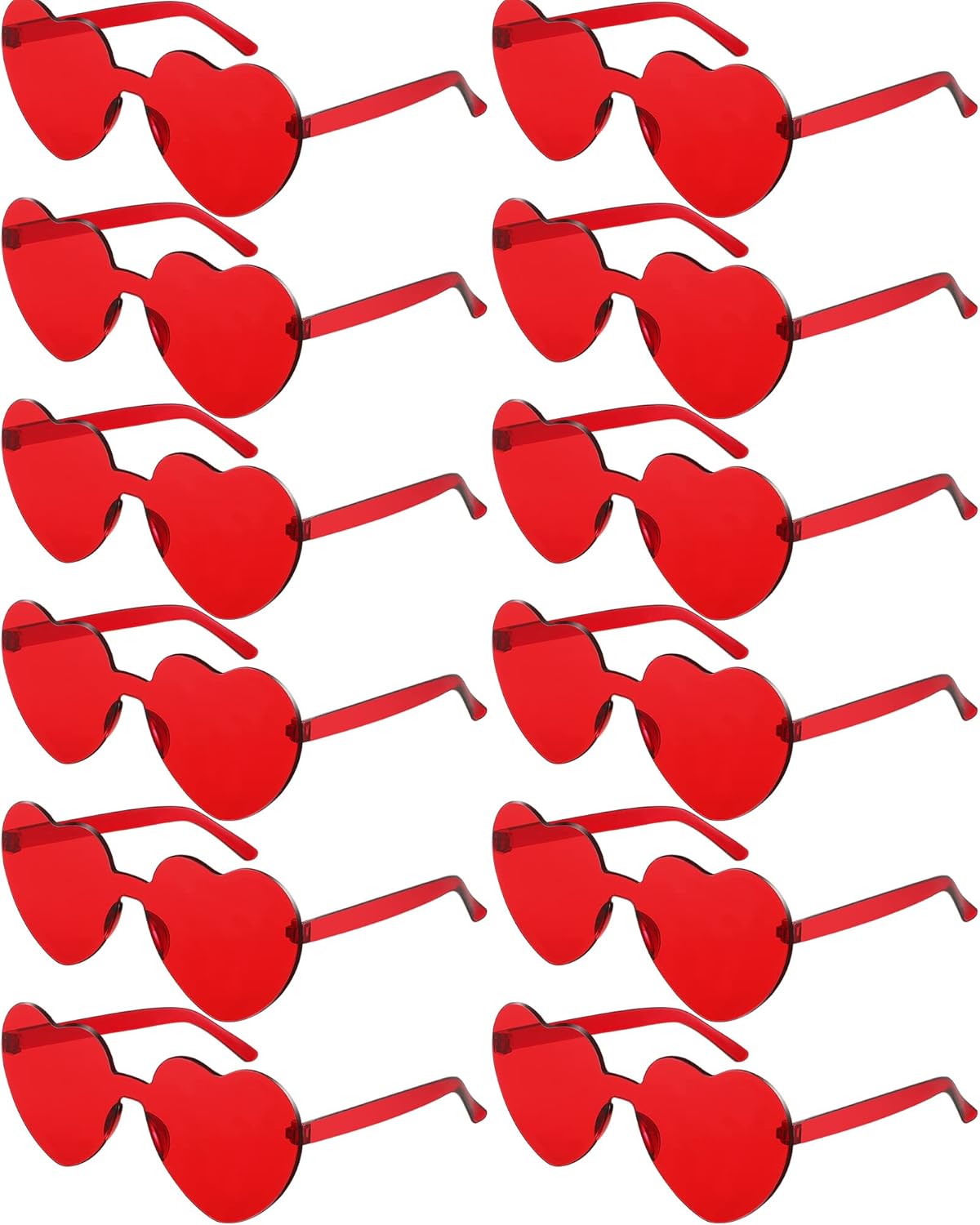 Photect 12 Pair Heart Shaped Sunglasses Neon Color Transparent Heart Glasses for Women Party Favor