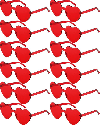 Photect 12 Pair Heart Shaped Sunglasses Neon Color Transparent Heart Glasses for Women Party Favor