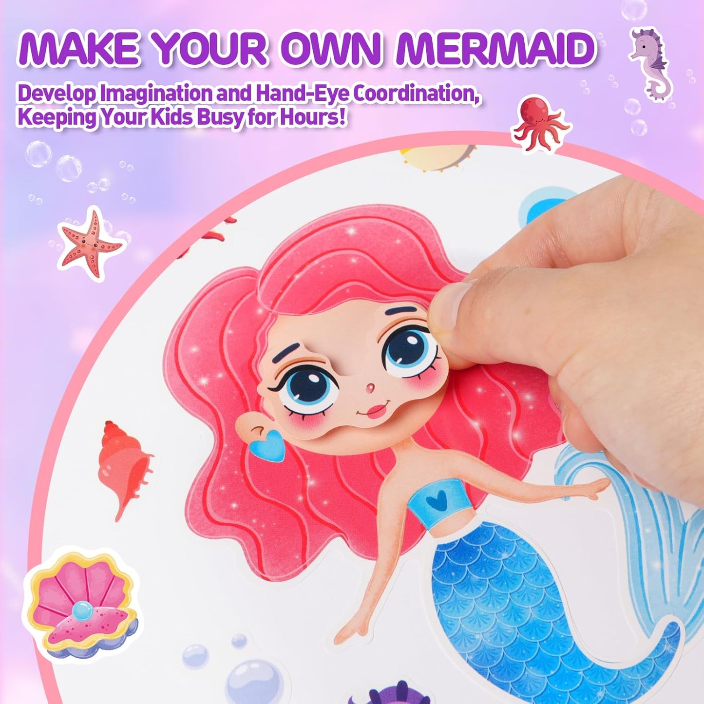 Aowplc 36 Pcs Make-A-Face Sticker Sheets Kids Party Favors Mix and Match Stickers with Dinosaurs, Mermaids, Unicorns, Horses, Farm & Sea Animals for Parties, Birthdays, Classroom Activities & Crafts