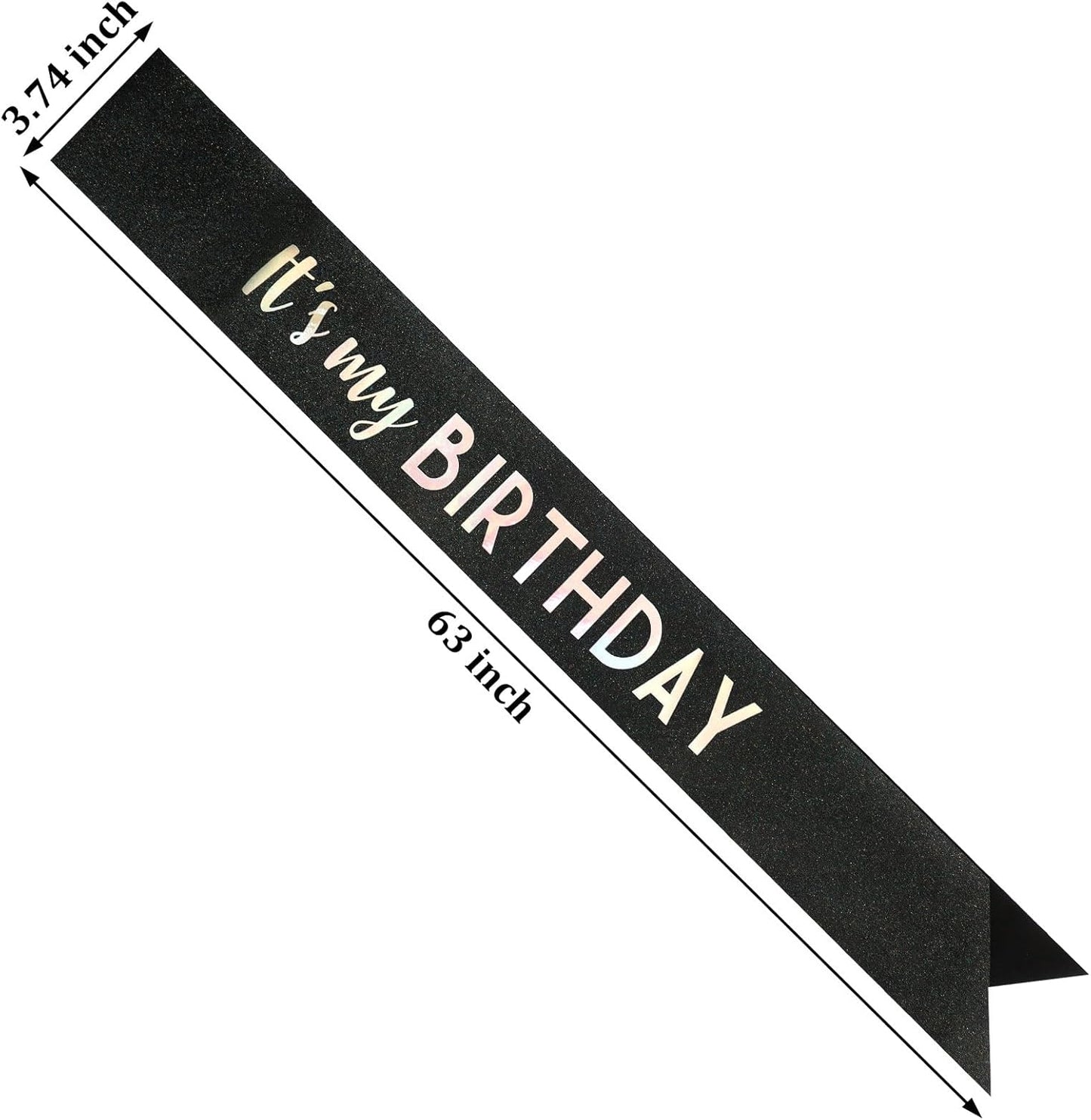 It's My Birthday Sash Black Glitter Sash with Hot Pink Foil Happy Birthday Decorations for Women Girls Men Boys Black Party Decorations
