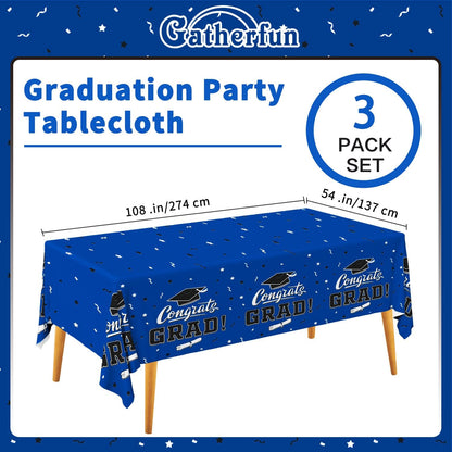 Gatherfun Graduation Party Decorations, Gongrats Grad Tablecover for Graduation Party Supplies, 3 pcs Green Table Cloths, 54"x108"