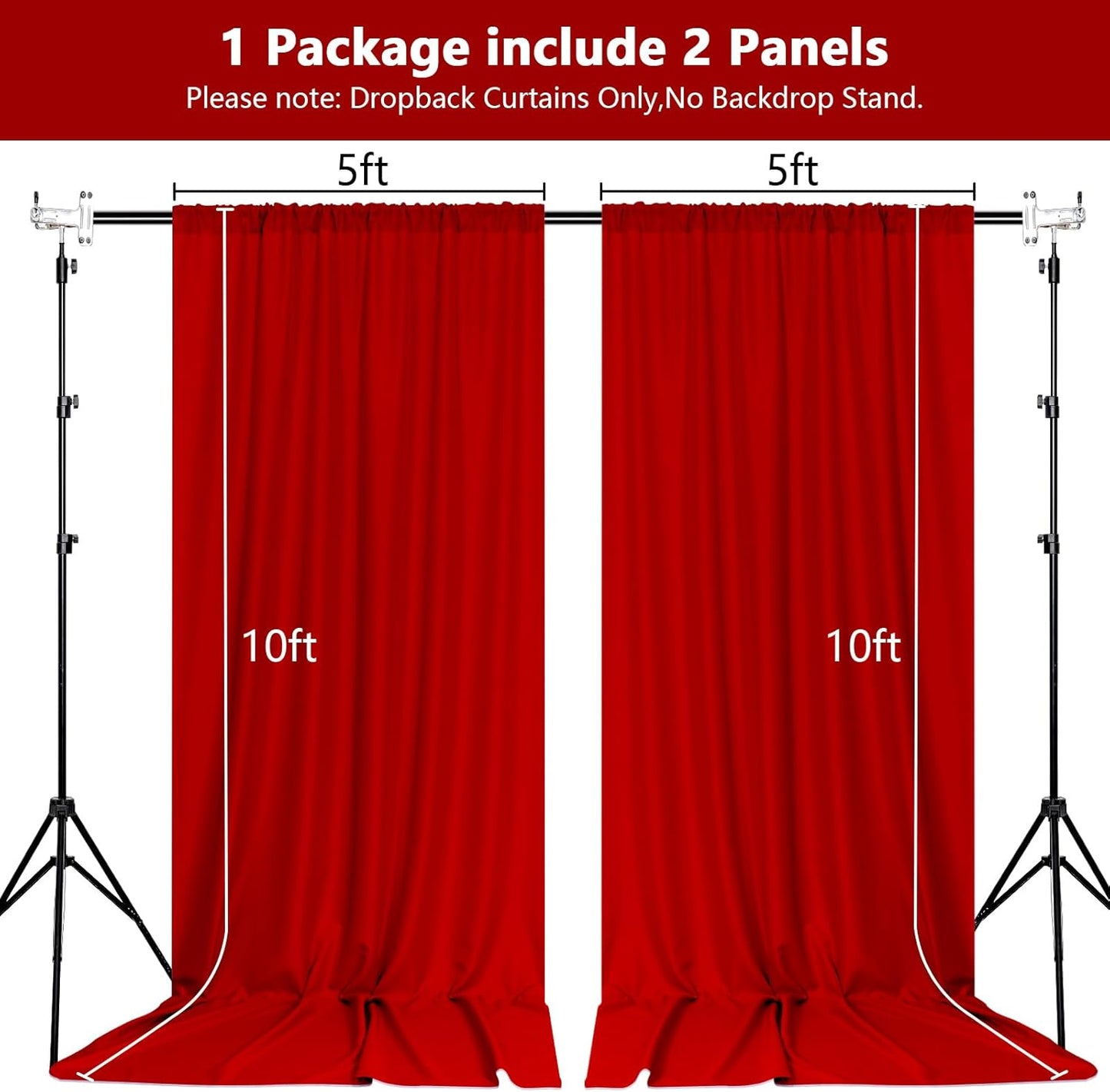 MEETSKY Black Backdrop Curtains for Parties - 10ft x 8ft Party Photo Background Curtain Rod Pocket Fabric Drapes Panels for Boys Birthday Holiday Home Halloween Decoration, 5ft x 8ft, 2 Panels