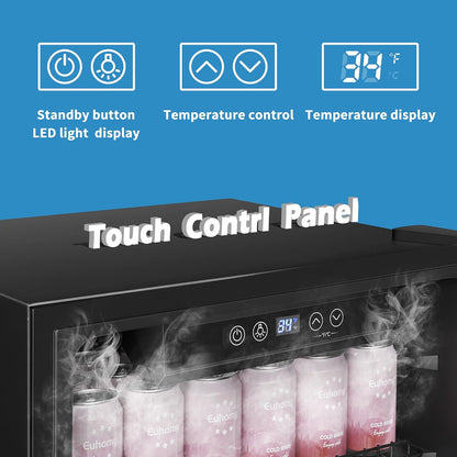 EUHOMY 4.5 Cu.ft Beverage Refrigerator and Cooler, 145 Can Mini fridge with Glass Door for Soda Beer Wine, Small Drink Dispenser with Digital Adjustable Thermostat for Home Office Bar