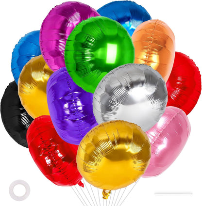 20 Pcs Black Round Shaped Balloons,18 Inch Round Foil Balloon,Giant Round Mylar Balloon Helium Balloons for Birthday Party Baby Shower Wedding Decorations (Black)