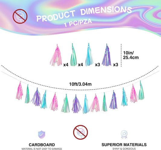 Pastel Tassel Garland – 10FT Multicolor Fringe Banner with 14pcs Tissue Tassels, No DIY Hanging Decoration for Birthday, Baby Shower, Photo Backdrop & Pastel Party Decor
