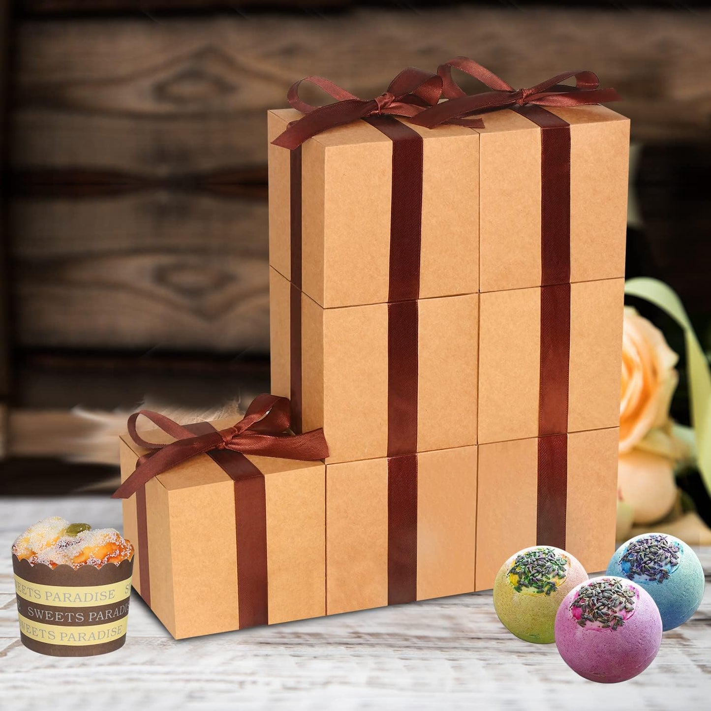 100 Pack Small Gift Boxes, 2x2x2 Inches Favor Boxes Gold Paper Gift Boxes with Lids for Presents, Crafting, Cupcake Boxes, Gifts, Candy Boxes for Wedding Party Bridal Shower Baby Shower Favors