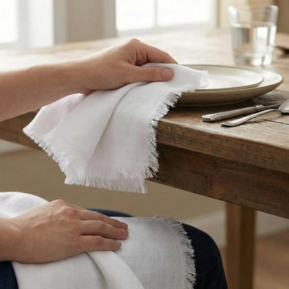 ACCENTHOME Natural Cotton Linen Napkin Set of 12 18x18 inch Dinner Napkins - Washable Soft Premium Hotel Quality Reusable Hemmed Edges Napkins Perfect Table Linens for Family Dinners, Weddings