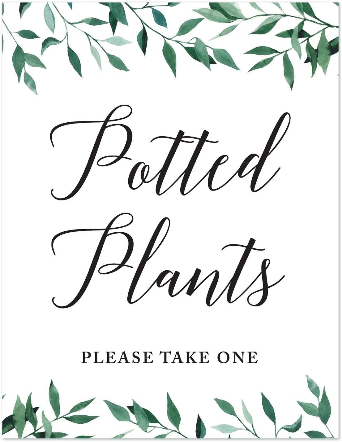 Andaz Press Wedding Party Signs, Natural Greenery Green Leaves, 8.5x11-inch, Bridal Shower Scavenger Hunt, 1-Pack - Colors D