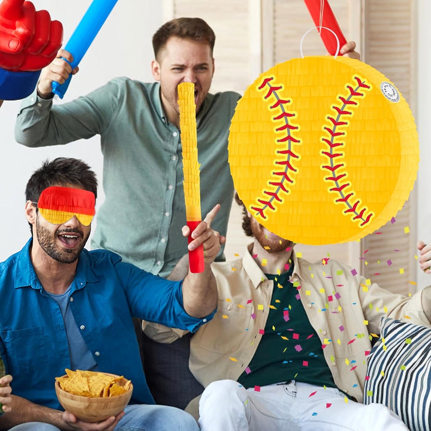 Hooqict Mexican Pinata with Blindfold and Bat Stick Party Pinata for Fiesta Carnival Cinco de Mayo Decorations Kids Adults Mexican Party Games Birthday Party Supplies