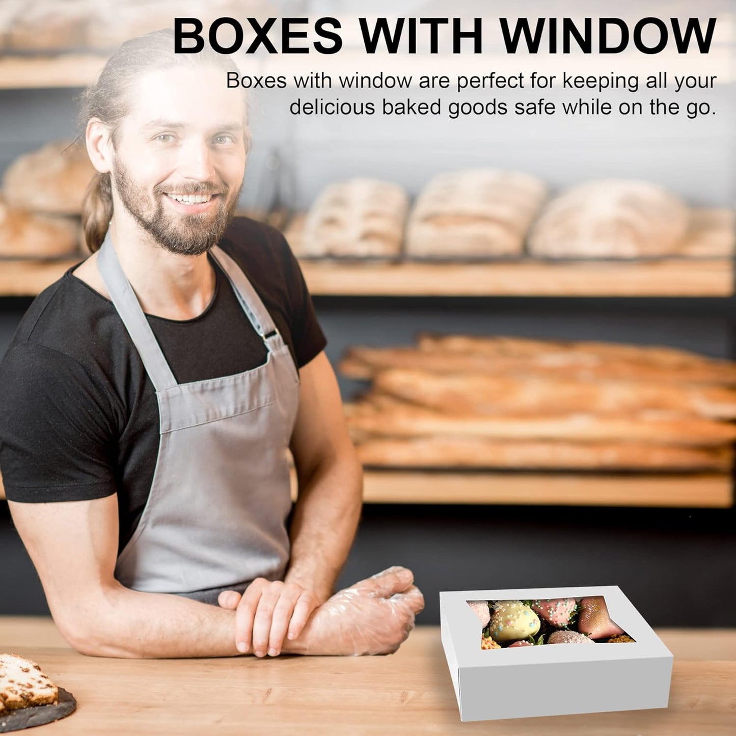 MT Products Cupcake Boxes 8" x 5.75" x 2.5" - Auto Pop-Up Bakery Boxes with Window (Pack of 25) - Made in the USA