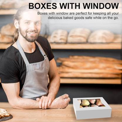 MT Products Cupcake Boxes 8" x 5.75" x 2.5" - Auto Pop-Up Bakery Boxes with Window (Pack of 25) - Made in the USA
