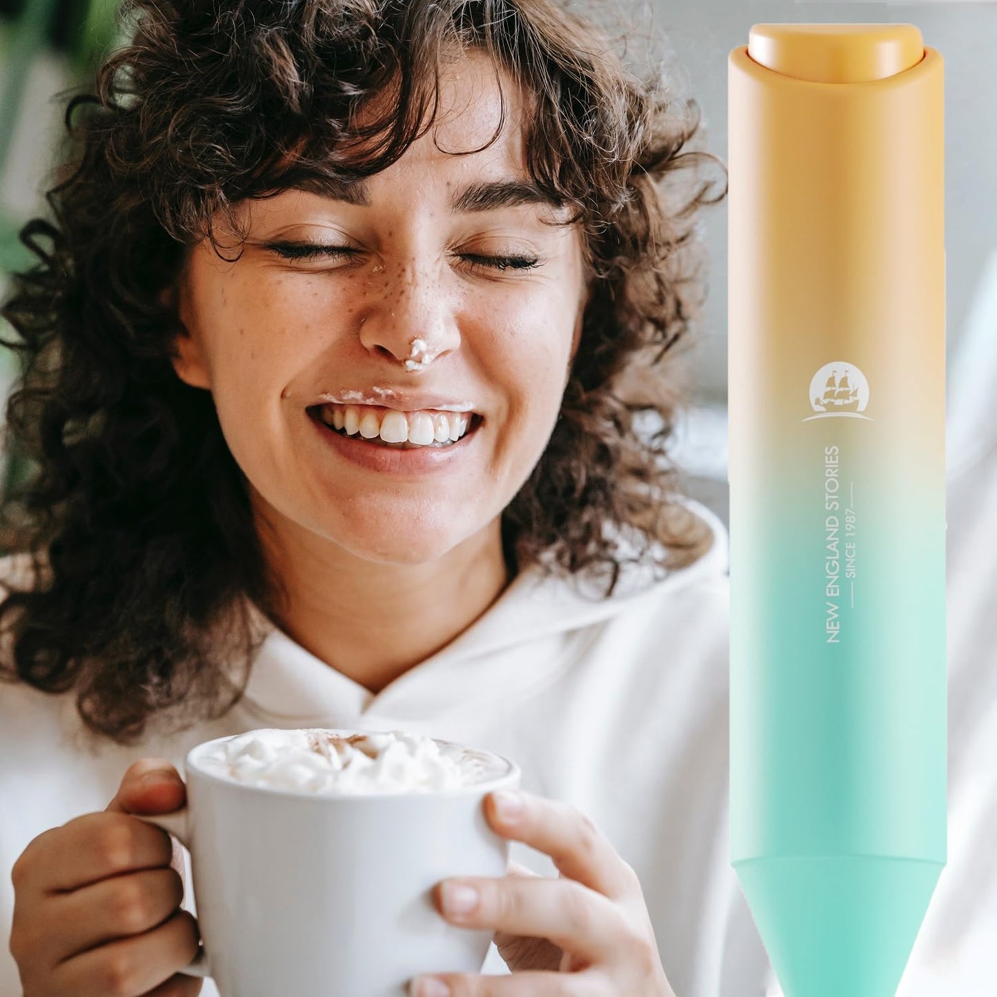 Powerful Milk Frother Wand - Mini Handheld Milk Frother with Stainless Steel Whisk - Battery-Powered Drink Mixer for Coffee, Lattes, Cappuccinos, Matcha - Coffee Enthusiasts Gift - Black