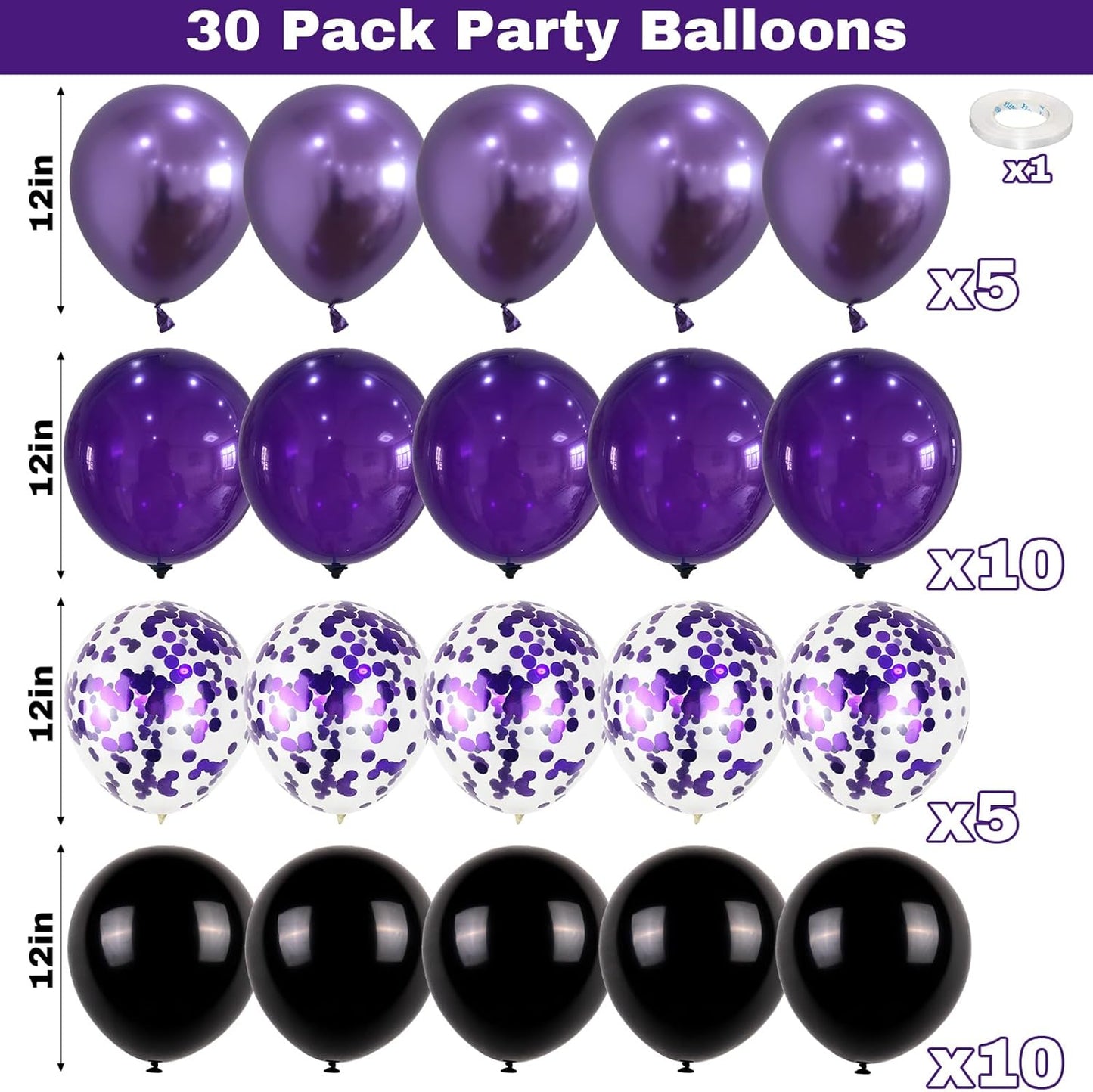 60 Pcs Blue and Silver Balloons, Navy Royal Blue Silver Party Balloons with Metallic Confetti Helium Latex Balloons for Birthday Baby Showers Fathers Day 2025 Graduation Decoration