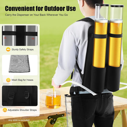 Portable Beer Dispenser, Dual Tank Backpack Drink Dispenser, Backpack Beer Liquor Dispenser,Party Beverage Drink Dispenser ﻿