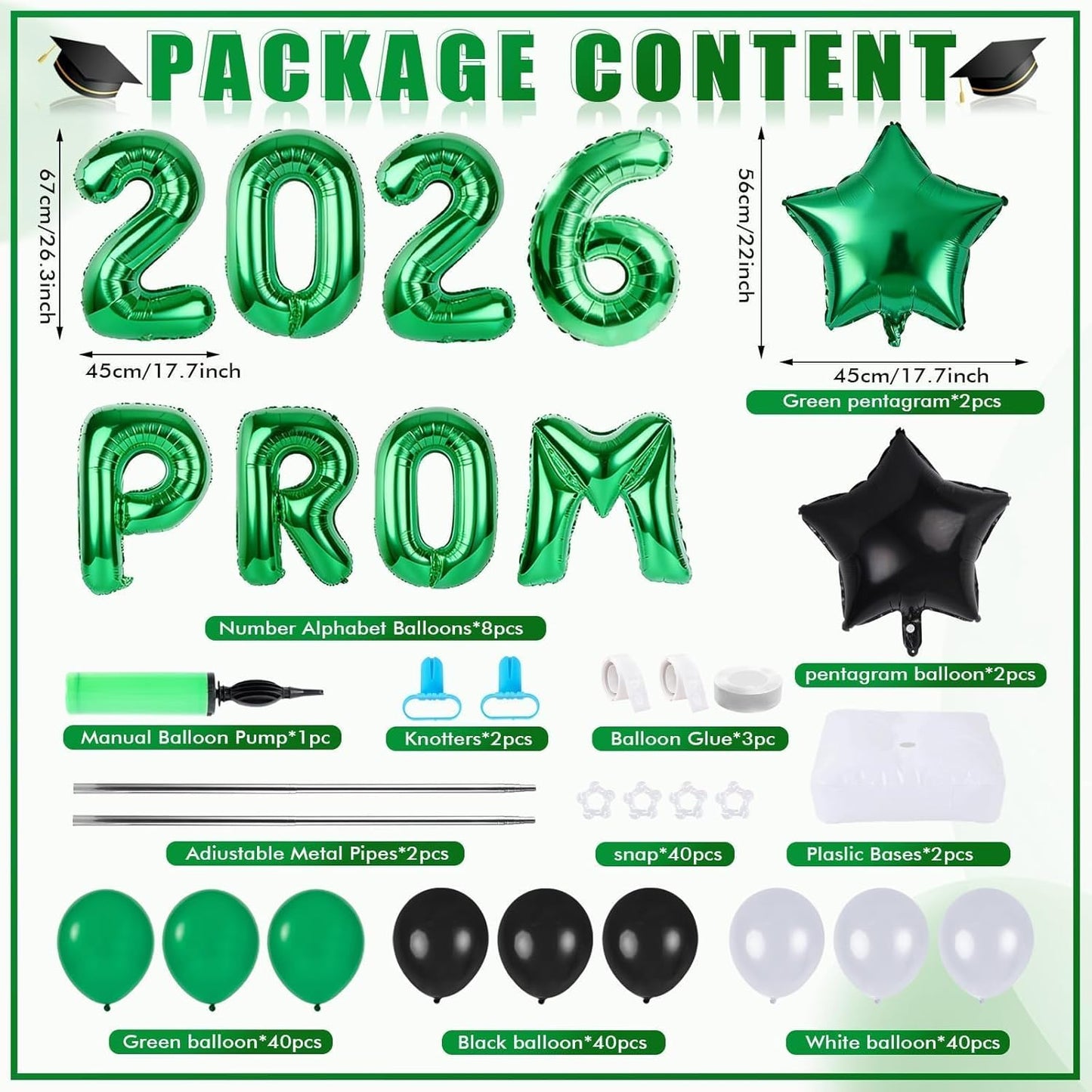 2 Sets Graduation Balloon Column Stand Kits with Balloons 2026 Grad Themed Decoration Navy Blue Balloon Tower Stand Kit for Grad High School & College Celebration Party Decor
