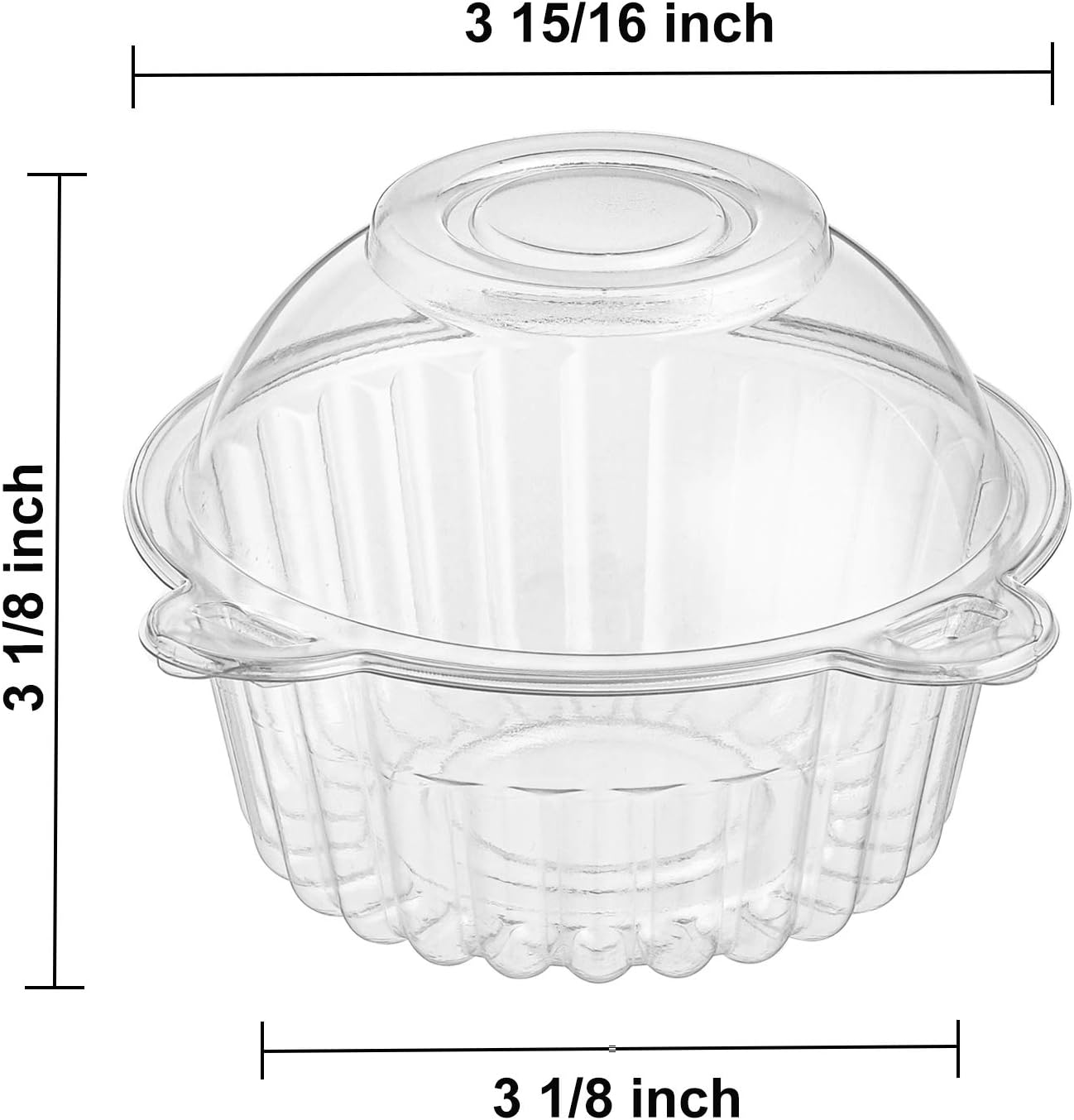Bekith 150 Pack Individual Cupcake Containers, Plastic Cupcake Holder with Lid, Single Cupcake Boxes, Muffin Container for Party, Stackable