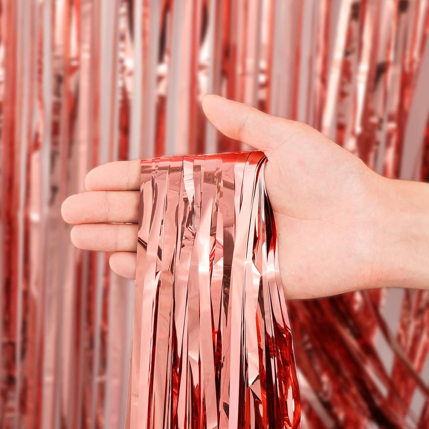 Voircoloria 3 Pack 3.3x8.2 Feet Gold Foil Fringe Backdrop Curtains, Tinsel Streamers, Fringe Backdrop for 2025 New Years Eve, Graduation, Birthday, Baby Shower, Gender Reveal, Disco Party - Colors B
