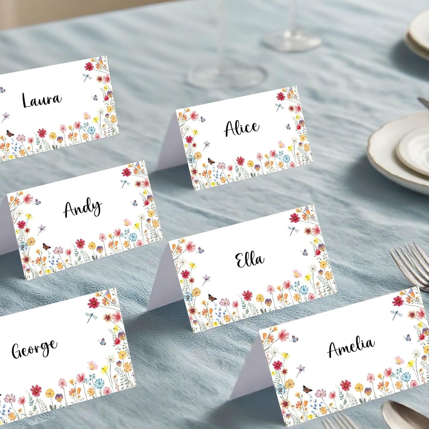 120 Pack Woodland Baby Shower Place Cards, 3.5" x 2" Foldable Table Tent Name Cards, Food Labels for Forest Animals Baby Shower Birthday Party Reception Tables Placement Party Decorations