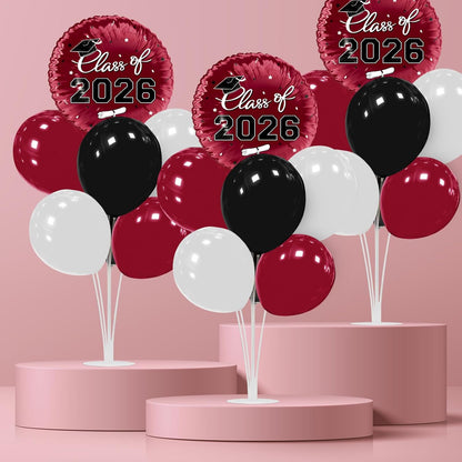 Graduation Decorations - 4 Set Balloon Stands, Class of 2026 Congrats Grad Table Centerpieces for Graduation Party Supplies(Gold& Black)