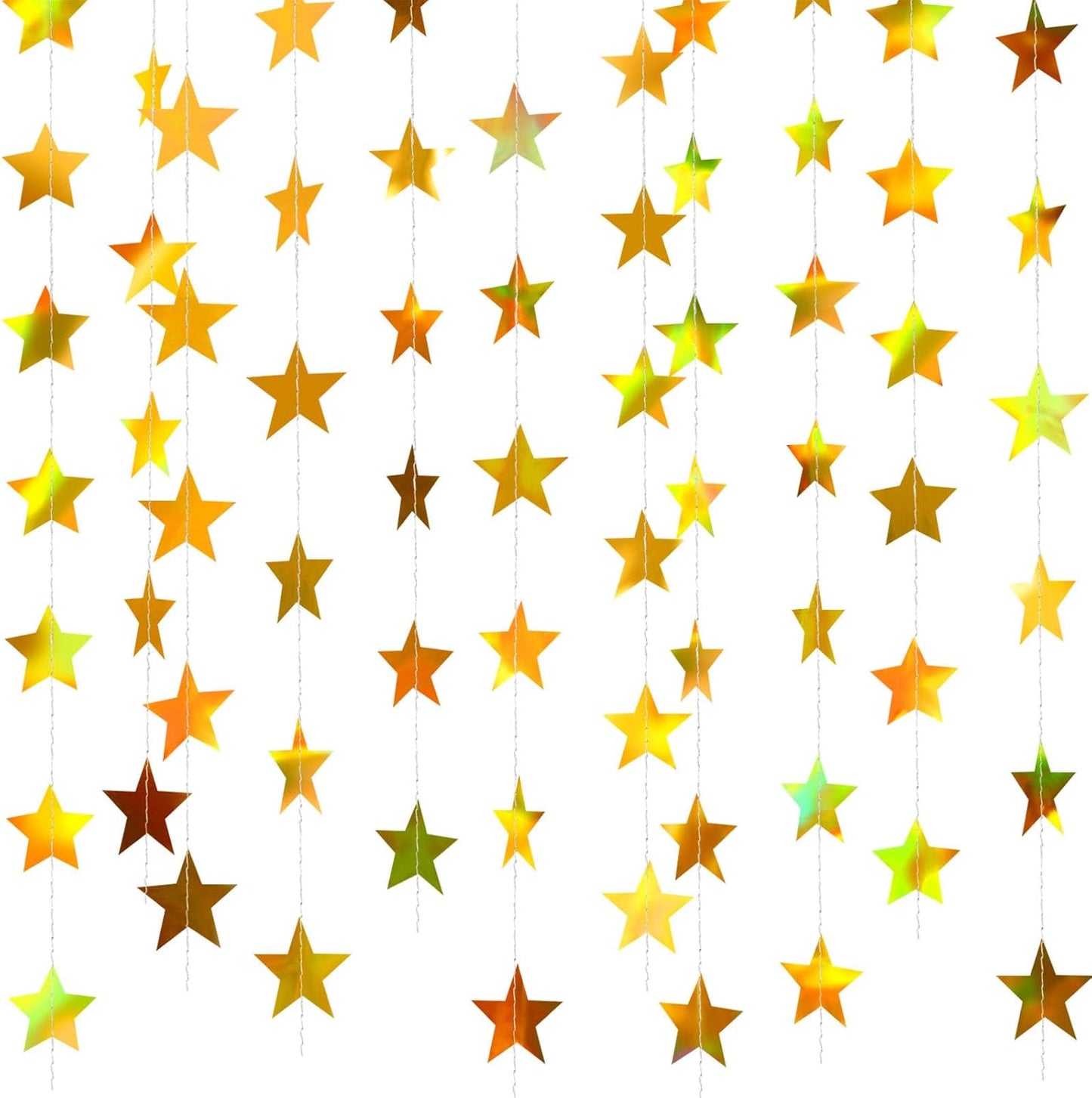 Patelai Glitter Star Garland Banner 2026 Graduation Decor 130 Feet Star Hanging Banner Twinkle Backdrop for Party Birthday Classroom Wedding Supplies(Gold)