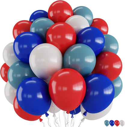 60 Pcs Blue and Silver Balloons, Navy Royal Blue Silver Party Balloons with Metallic Confetti Helium Latex Balloons for Birthday Baby Showers Fathers Day 2025 Graduation Decoration