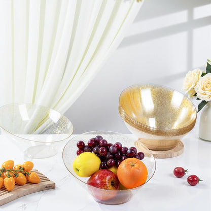 bUCLA 54 OZ Clear Plastic Serving Bowls (12 Pack) - Angled Serving Bowls Disposable for Chip&Candy - Party Table Salad and Fruit