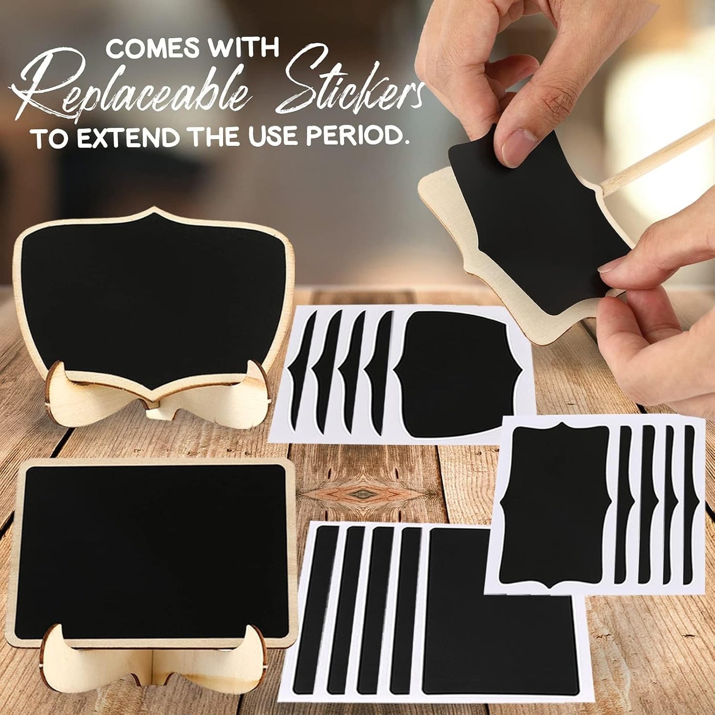 Mini Chalkboard Signs, 20 Pack Framed Small Chalk Board Food Labels with Easel Stand for Party Buffet or Wedding Celebration, Wooden Blackboard as Place Cards for Table Setting or Numbers (30)